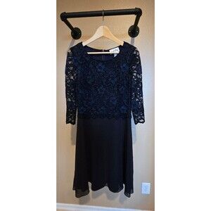 NEW Joseph Ribkoff blue floral lace top‎ knee length dress women's size 10